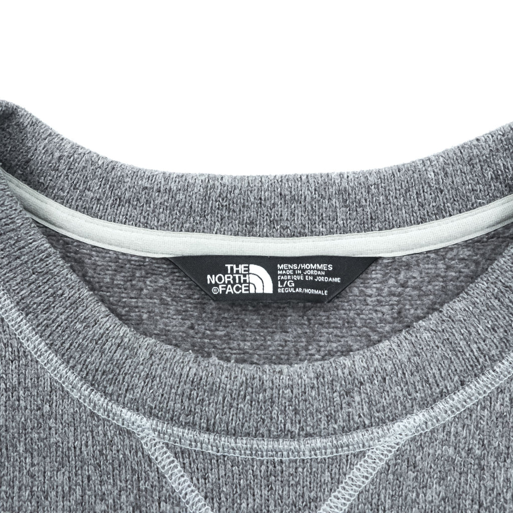The North Face Crewneck Sweatshirt Grey L Embroidered Logo V-Stitch Pullover