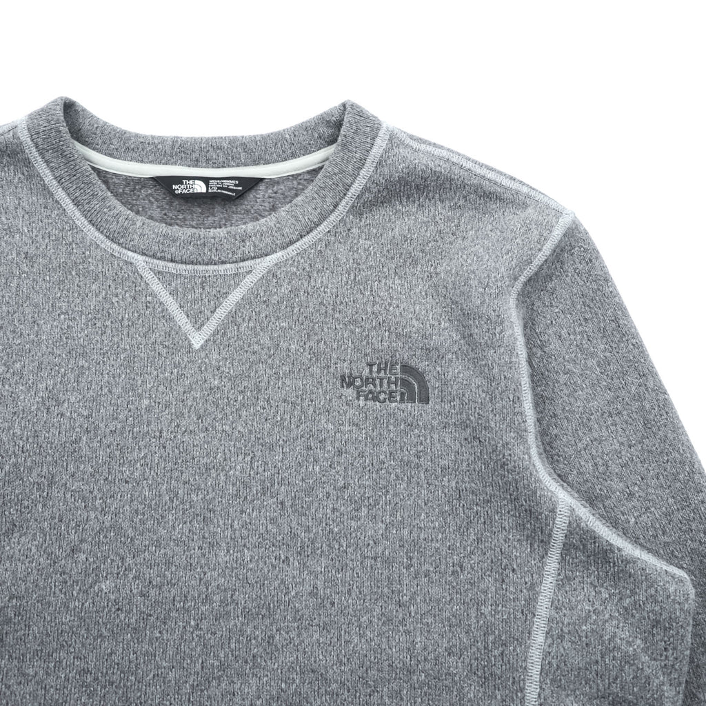 The North Face Crewneck Sweatshirt Grey L Embroidered Logo V-Stitch Pullover