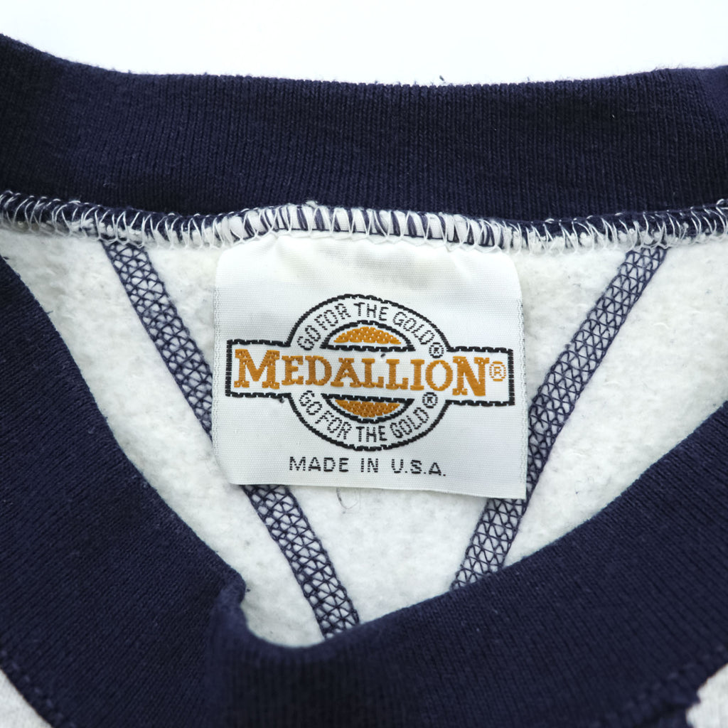 Vintage 90s Medallion Sweatshirt M Made in USA Double V Gusset Sparkies Breakfast Ad