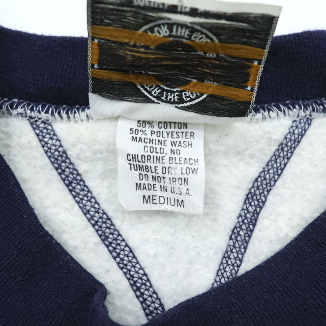 Vintage 90s Medallion Sweatshirt M Made in USA Double V Gusset Sparkies Breakfast Ad