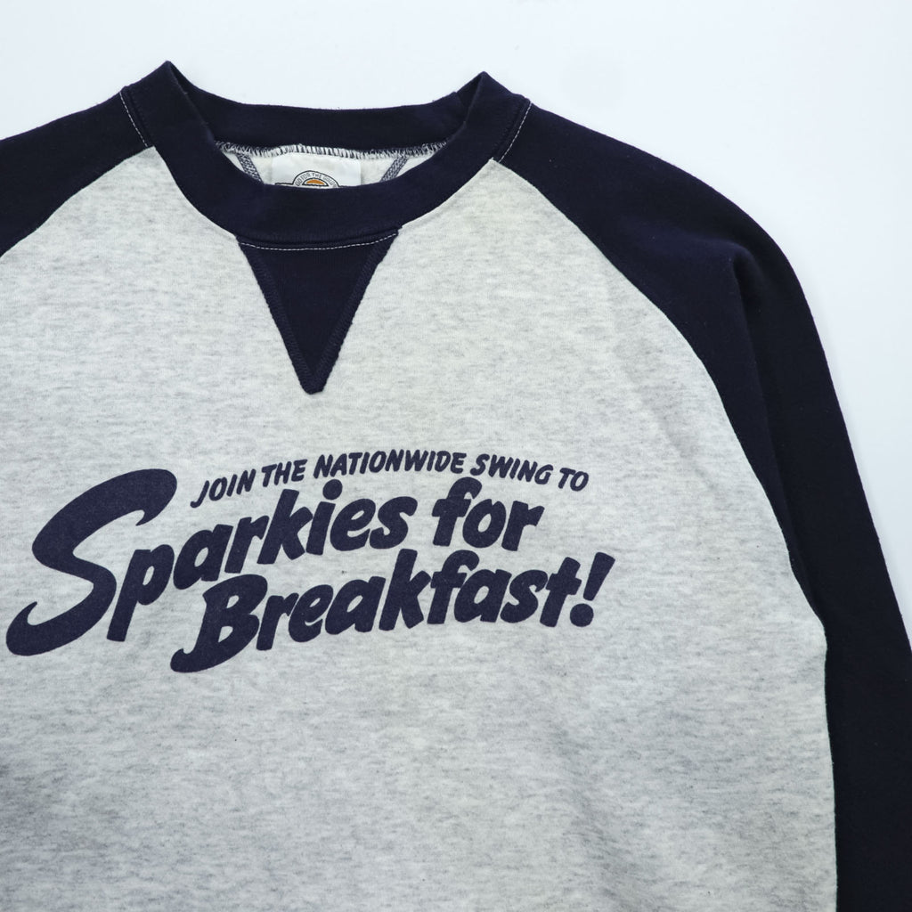 Vintage 90s Medallion Sweatshirt M Made in USA Double V Gusset Sparkies Breakfast Ad