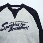Vintage 90s Medallion Sweatshirt M Made in USA Double V Gusset Sparkies Breakfast Ad