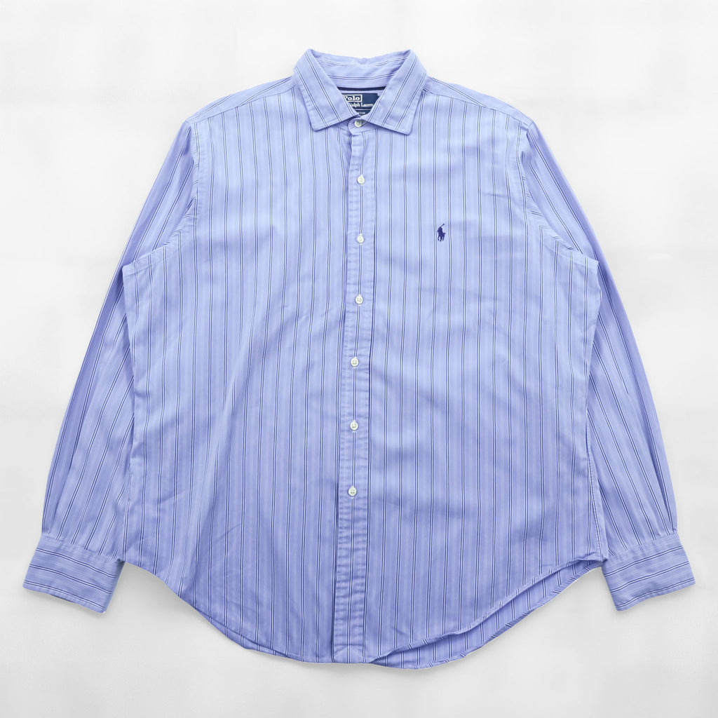 Polo Ralph Lauren 90s Classic Fit Horizontal Striped Shirt XL Blue STANTON Small Pony Embroidery