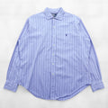 Polo Ralph Lauren 90s Classic Fit Horizontal Striped Shirt XL Blue STANTON Small Pony Embroidery