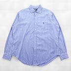 Polo Ralph Lauren 90s Classic Fit Horizontal Striped Shirt XL Blue STANTON Small Pony Embroidery