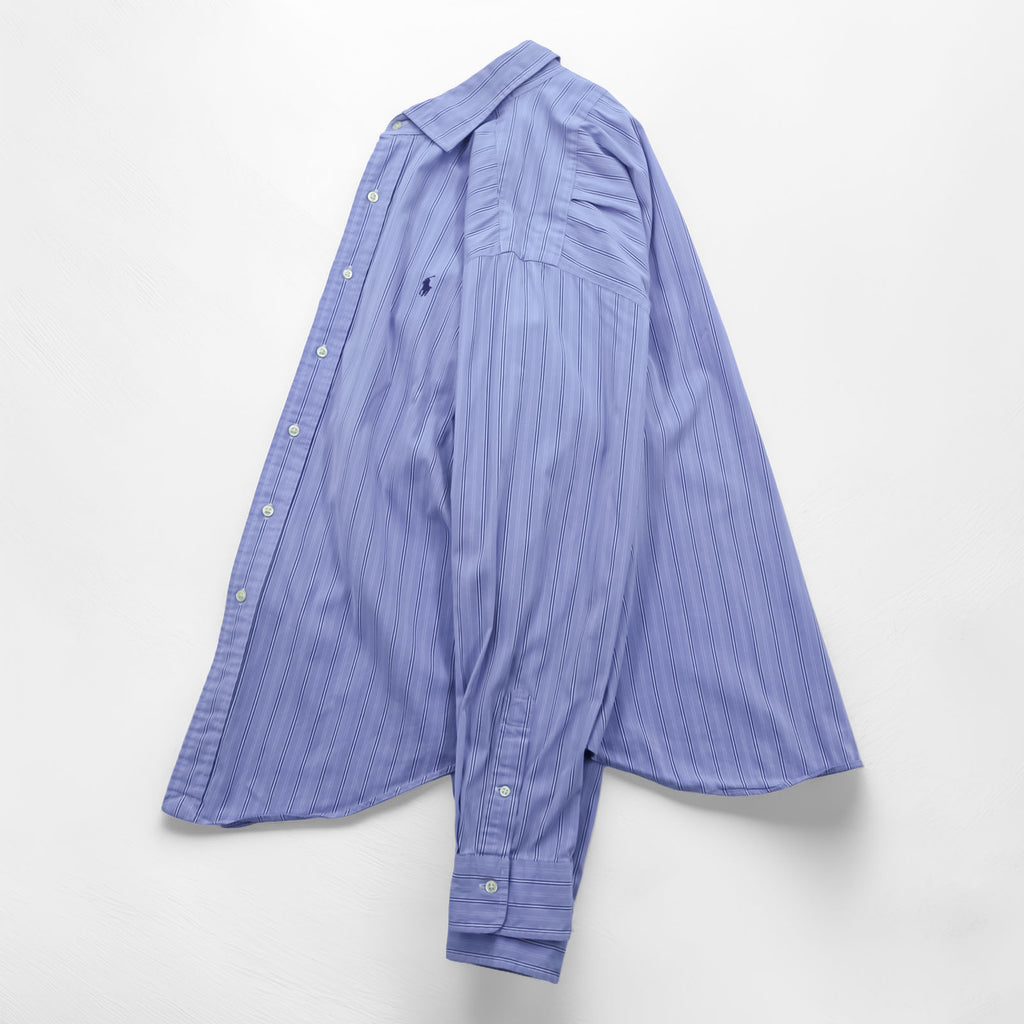 Polo Ralph Lauren 90s Classic Fit Horizontal Striped Shirt XL Blue STANTON Small Pony Embroidery