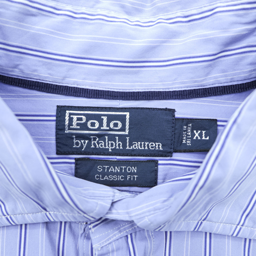 Polo Ralph Lauren 90s Classic Fit Horizontal Striped Shirt XL Blue STANTON Small Pony Embroidery