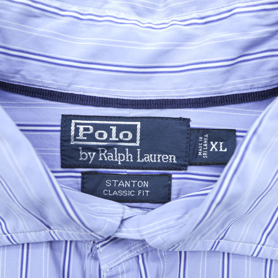Polo Ralph Lauren 90s Classic Fit Horizontal Striped Shirt XL Blue STANTON Small Pony Embroidery