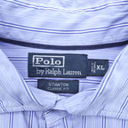 Polo Ralph Lauren 90s Classic Fit Horizontal Striped Shirt XL Blue STANTON Small Pony Embroidery