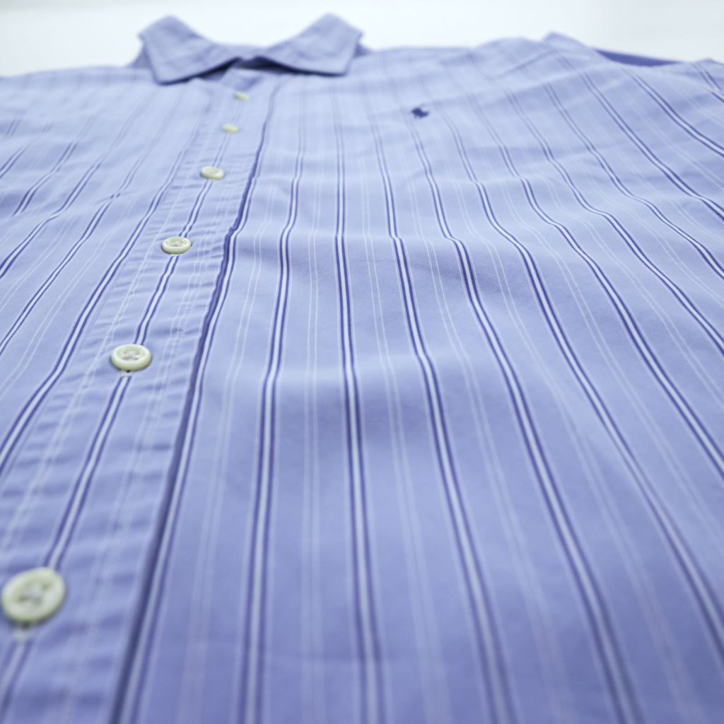 Polo Ralph Lauren 90s Classic Fit Horizontal Striped Shirt XL Blue STANTON Small Pony Embroidery