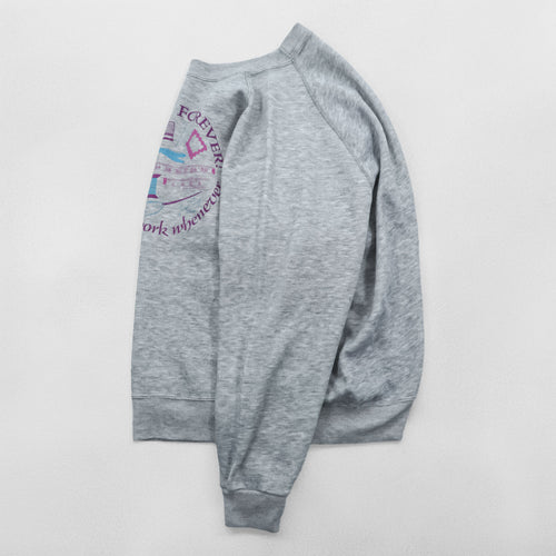 Vintage 80s USA-made Sweatshirt, Size L, Gray, BASETT-WALKER Raglan, SEWING FOREVER!