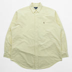 Ralph Lauren 90s Oxford button-down shirt, size XL and up, yellow, YARMOUTH logo, small pony embroidery.