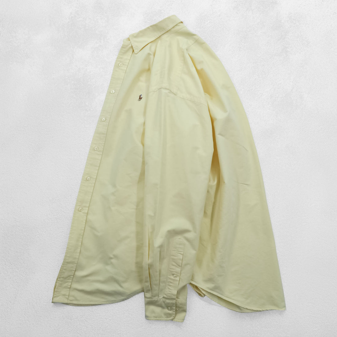 Ralph Lauren 90s Oxford button-down shirt, size XL and up, yellow, YARMOUTH logo, small pony embroidery.
