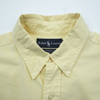 Ralph Lauren 90s Oxford button-down shirt, size XL and up, yellow, YARMOUTH logo, small pony embroidery.