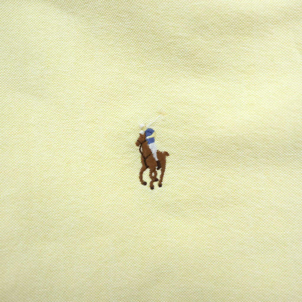 Ralph Lauren 90s Oxford button-down shirt, size XL and up, yellow, YARMOUTH logo, small pony embroidery.
