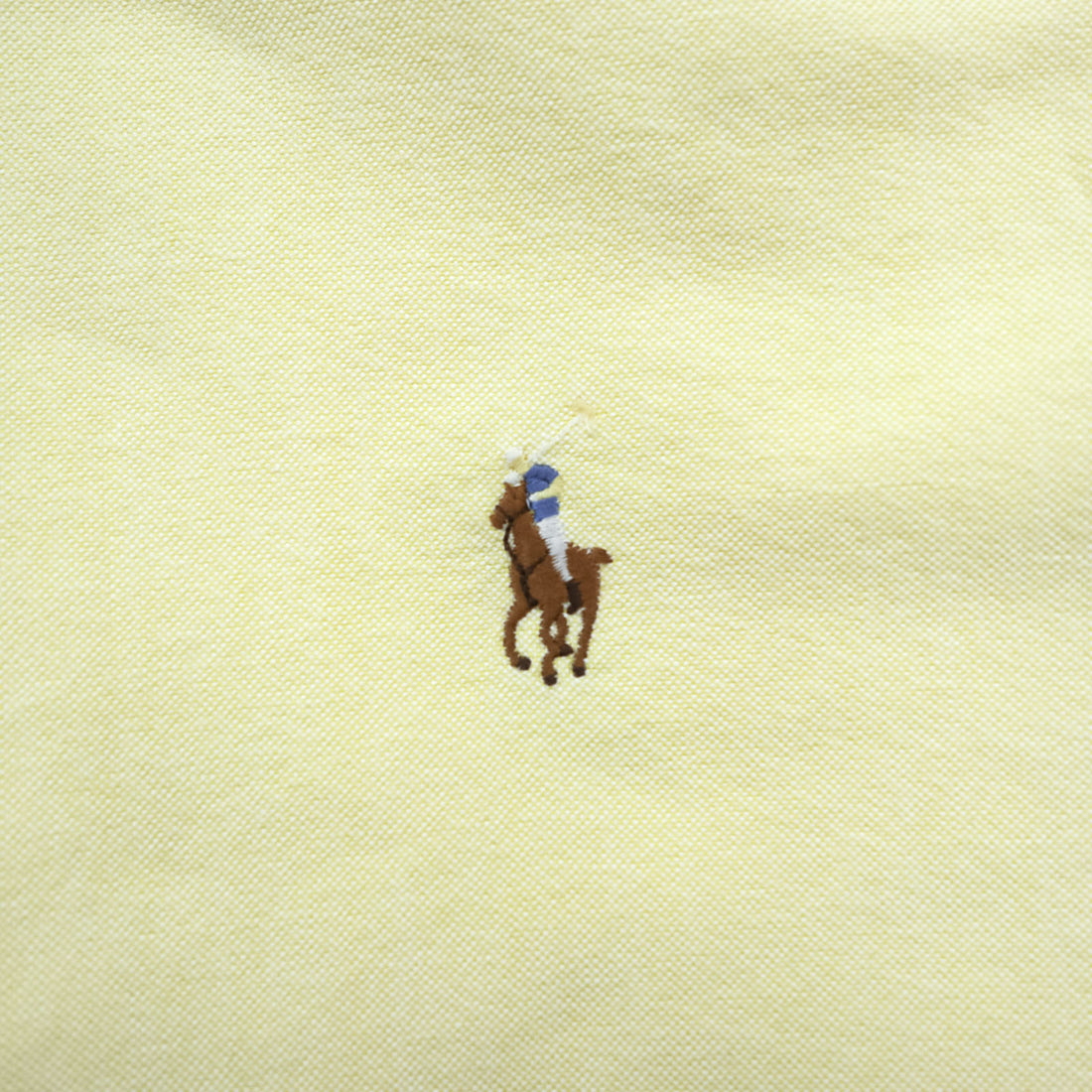 Ralph Lauren 90s Oxford button-down shirt, size XL and up, yellow, YARMOUTH logo, small pony embroidery.