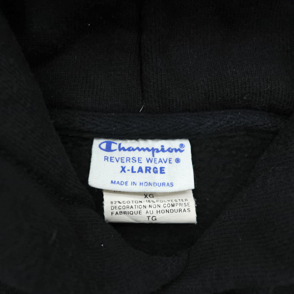 Champion Reverse Weave Hoodie, Size XL Black, Blue Tag, Reissue