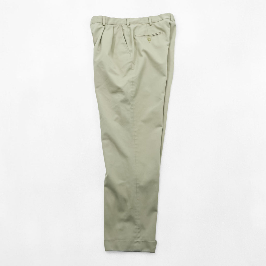 LANDS' END 2タック ワイド チノパンツ M ベージュ TRADITIONAL FIT コットン