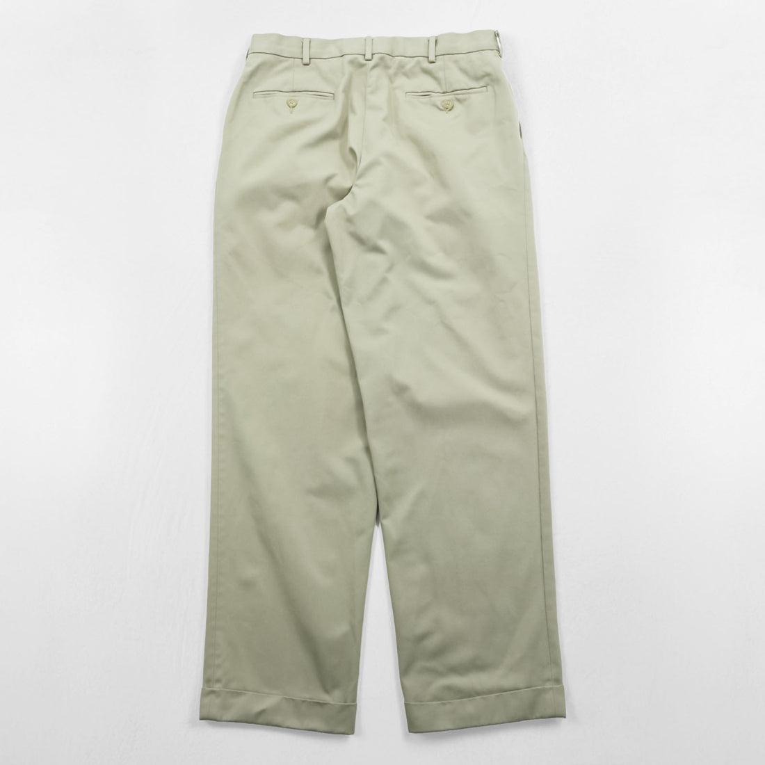 LANDS' END 2タック ワイド チノパンツ M ベージュ TRADITIONAL FIT コットン
