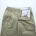 LANDS' END 2タック ワイド チノパンツ M ベージュ TRADITIONAL FIT コットン