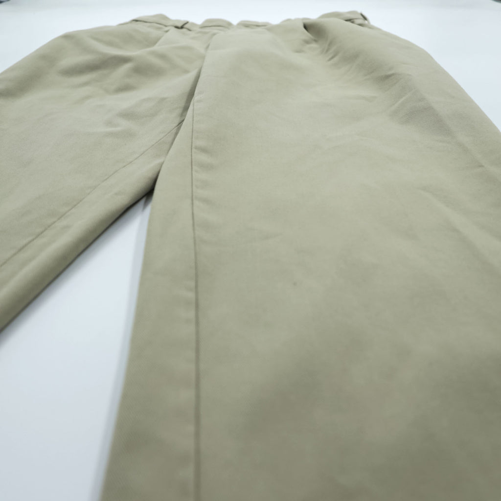 LANDS' END 2タック ワイド チノパンツ M ベージュ TRADITIONAL FIT コットン