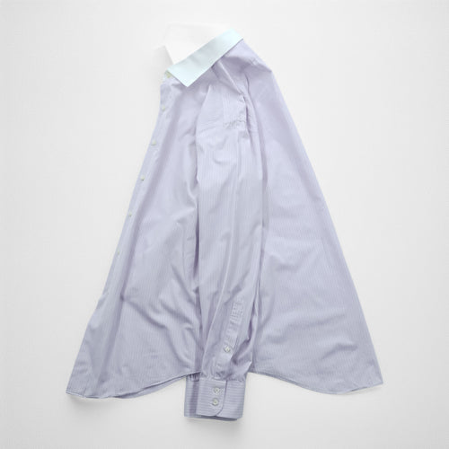 Brooks Brothers USA製 ワイドカラー クレリックシャツ ドレスシャツ L パープル ホワイト ストライプ ALL EGYPTIAN COTTON WOVEN IN ITALY