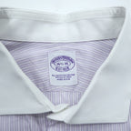Brooks Brothers USA製 ワイドカラー クレリックシャツ ドレスシャツ L パープル ホワイト ストライプ ALL EGYPTIAN COTTON WOVEN IN ITALY