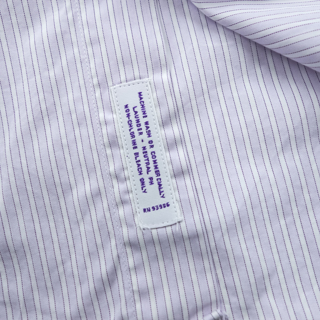 Brooks Brothers USA製 ワイドカラー クレリックシャツ ドレスシャツ L パープル ホワイト ストライプ ALL EGYPTIAN COTTON WOVEN IN ITALY