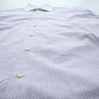 Brooks Brothers USA製 ワイドカラー クレリックシャツ ドレスシャツ L パープル ホワイト ストライプ ALL EGYPTIAN COTTON WOVEN IN ITALY