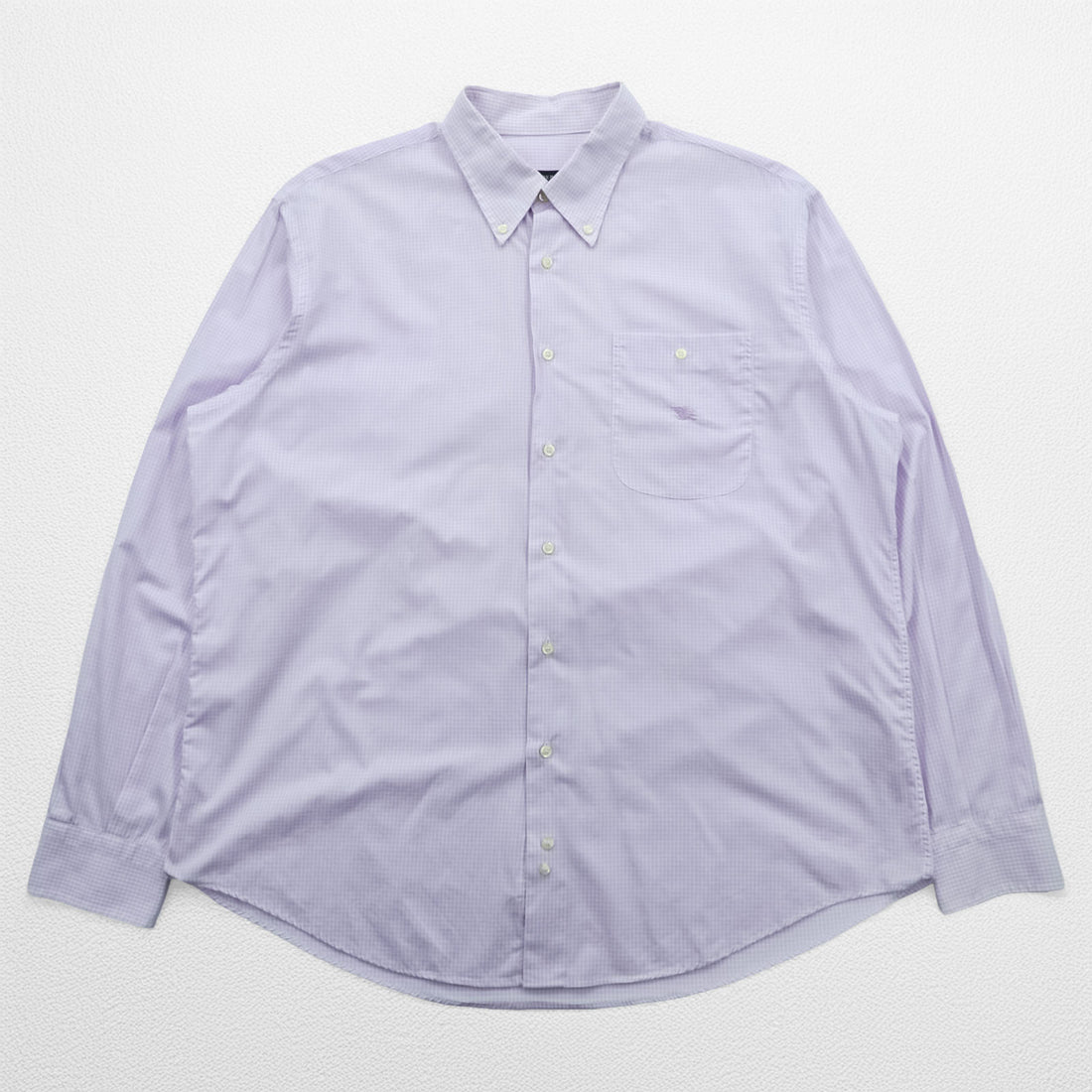 BURBERRY LONDON ボタンダウンシャツ XL ギンガムチェック パープル 胸ポケット NEW BRADYS