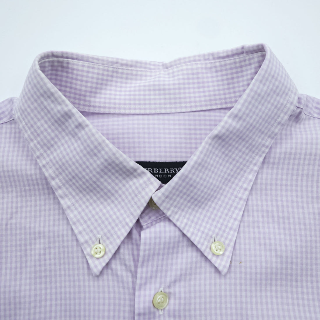 BURBERRY button-down shirt, size XL and up, checked pattern, single-point logo, purple, white. NEW BRADYS