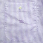 BURBERRY button-down shirt, size XL and up, checked pattern, single-point logo, purple, white. NEW BRADYS
