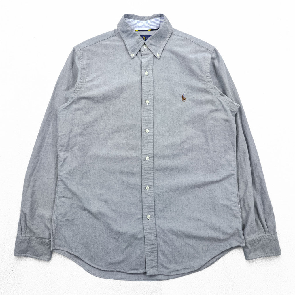 Ralph Lauren Oxford Button-Down Shirt, Size M, Gray, Small Pony Embroidery