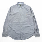 Ralph Lauren Oxford Button-Down Shirt, Size M, Gray, Small Pony Embroidery