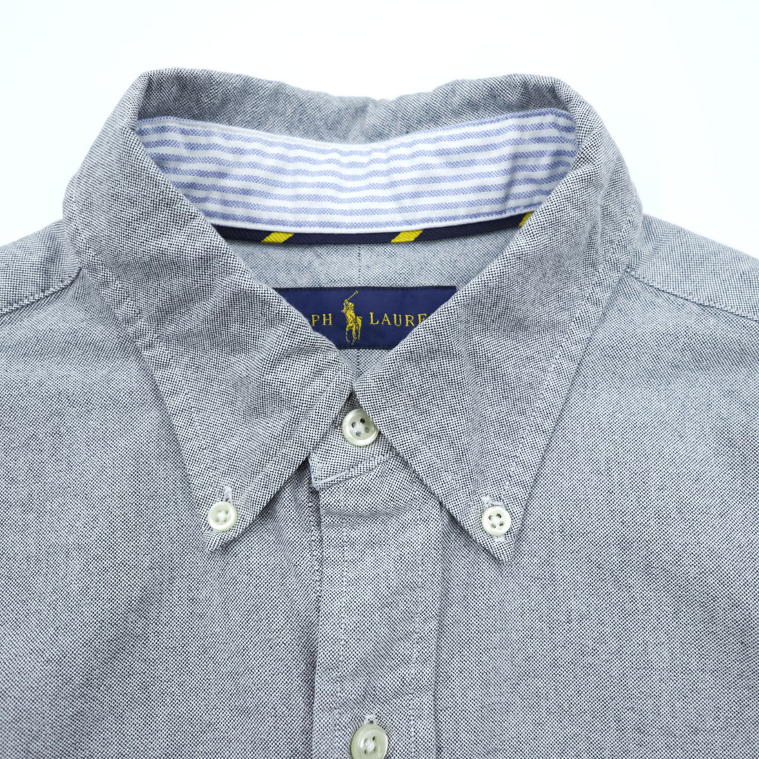 Ralph Lauren Oxford Button-Down Shirt, Size M, Gray, Small Pony Embroidery