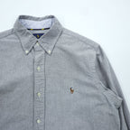 Ralph Lauren Oxford Button-Down Shirt, Size M, Gray, Small Pony Embroidery