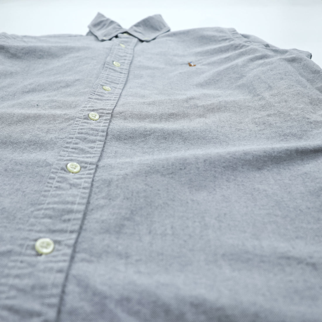 Ralph Lauren Oxford Button-Down Shirt, Size M, Gray, Small Pony Embroidery