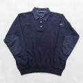 SAINT JAMES Polo Sweatshirt Elbow Patch Trainer L Navy Collared
