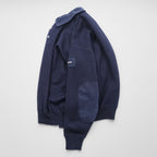 SAINT JAMES Polo Sweatshirt Elbow Patch Trainer L Navy Collared