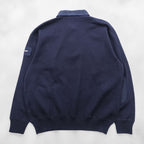 SAINT JAMES Polo Sweatshirt Elbow Patch Trainer L Navy Collared