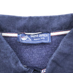 SAINT JAMES Polo Sweatshirt Elbow Patch Trainer L Navy Collared