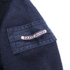 SAINT JAMES Polo Sweatshirt Elbow Patch Trainer L Navy Collared