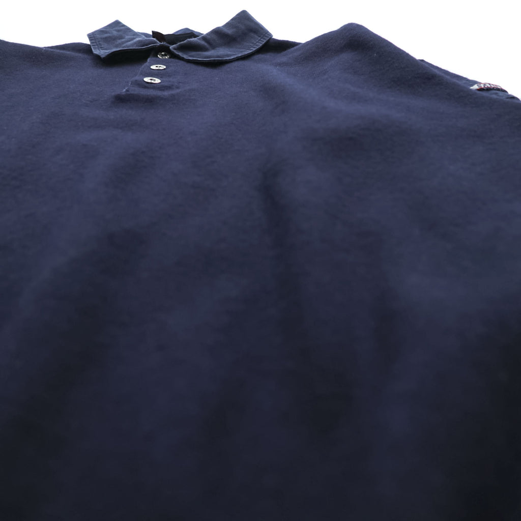 SAINT JAMES Polo Sweatshirt Elbow Patch Trainer L Navy Collared