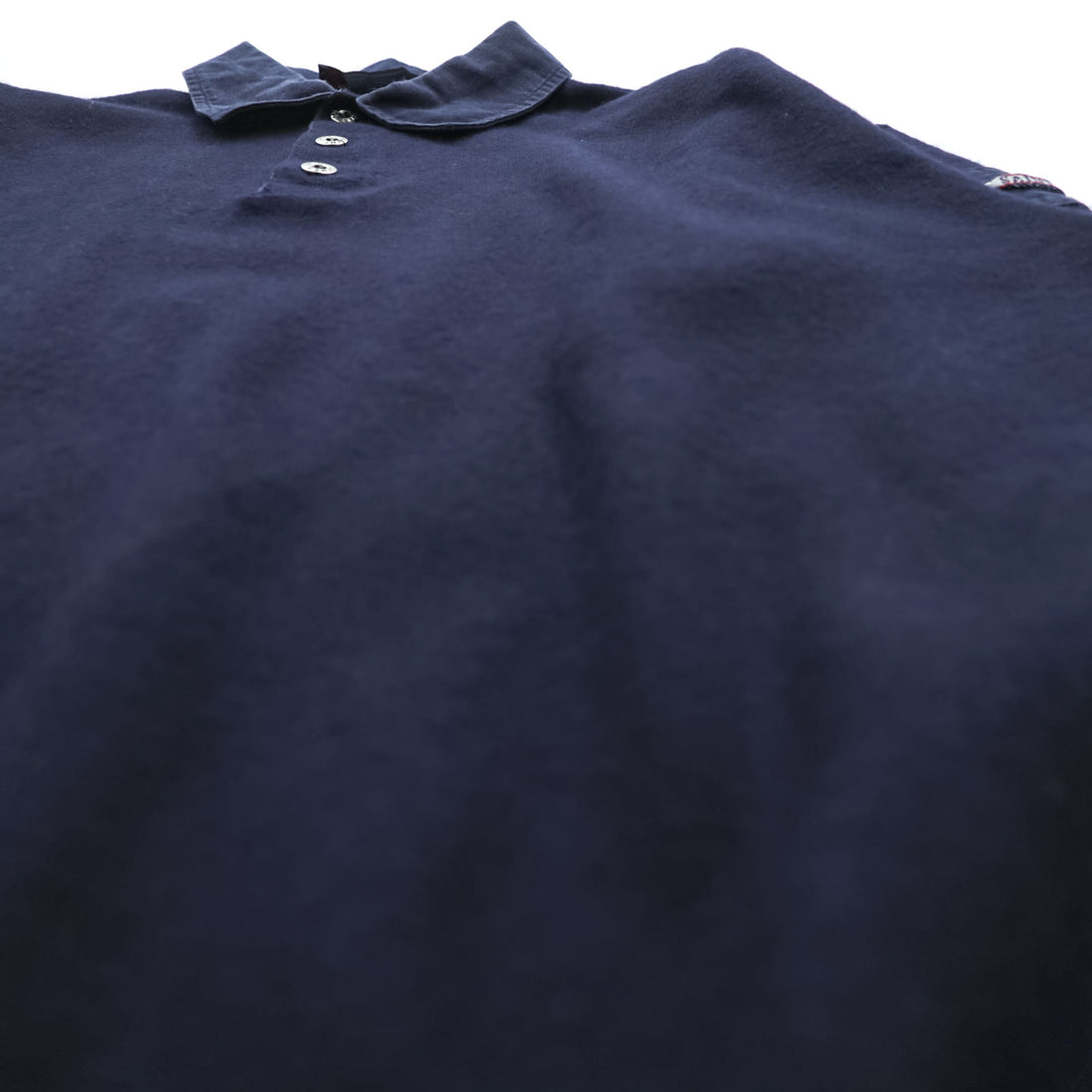 SAINT JAMES Polo Sweatshirt Elbow Patch Trainer L Navy Collared