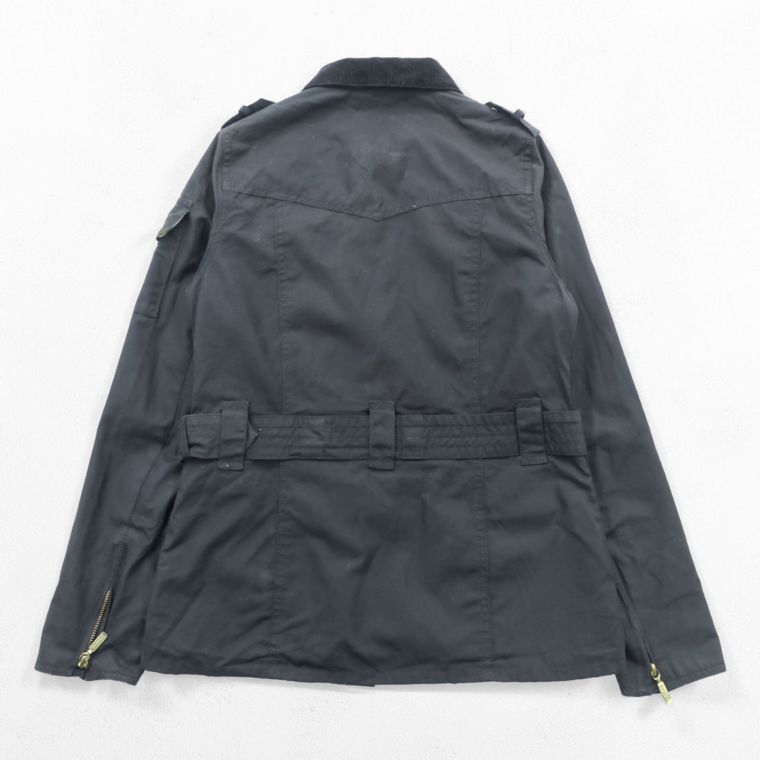Barbour × Paul Smith INTERNATIONAL オイルド モーターサイクルジャケット S ワックスドコットン 襟コーデュロイ ベルト付 ダブルジップ エポレット