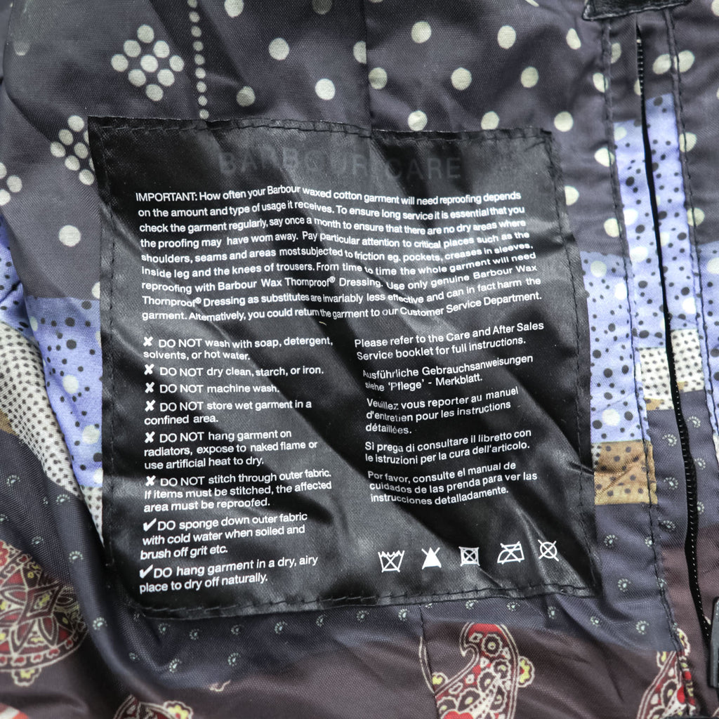 Barbour × Paul Smith INTERNATIONAL オイルド モーターサイクルジャケット S ワックスドコットン 襟コーデュロイ ベルト付 ダブルジップ エポレット