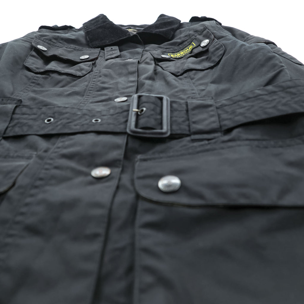 Barbour × Paul Smith INTERNATIONAL オイルド モーターサイクルジャケット S ワックスドコットン 襟コーデュロイ ベルト付 ダブルジップ エポレット