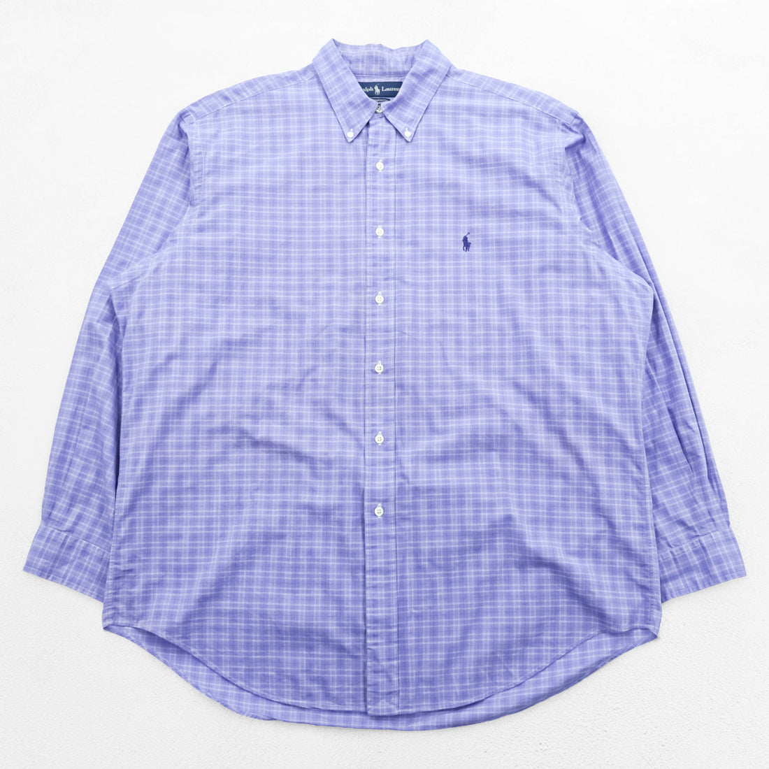 Ralph Lauren 90年代 YARMOUTH ボタンダウンシャツ XL チェック ブルー スモールポニー 刺繍 ビッグサイズ
