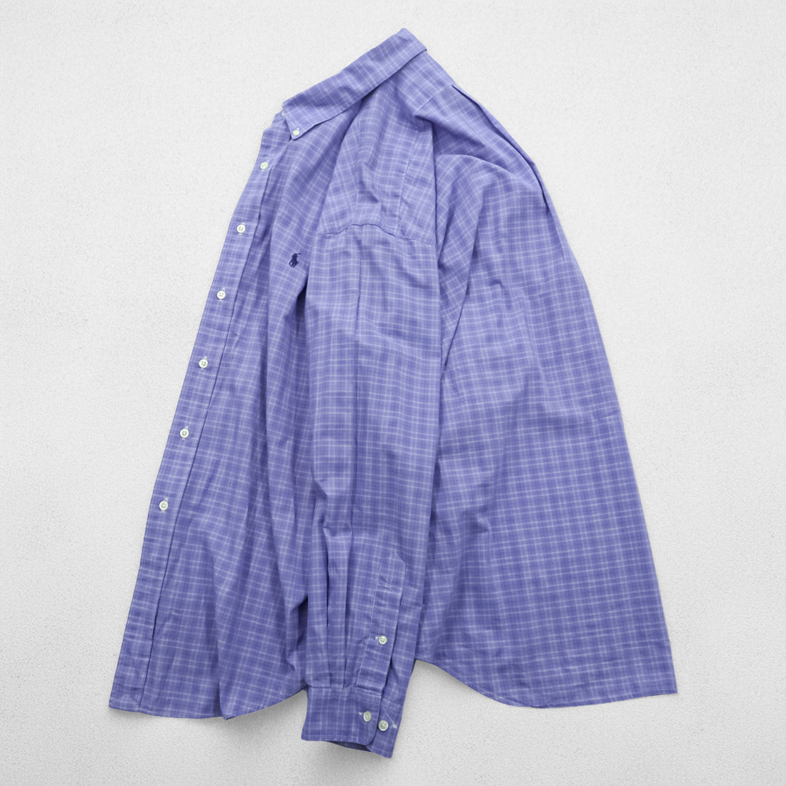 Ralph Lauren 90s YARMOUTH Button-Down Shirt XL Plaid Blue Small Pony Embroidery Big Size