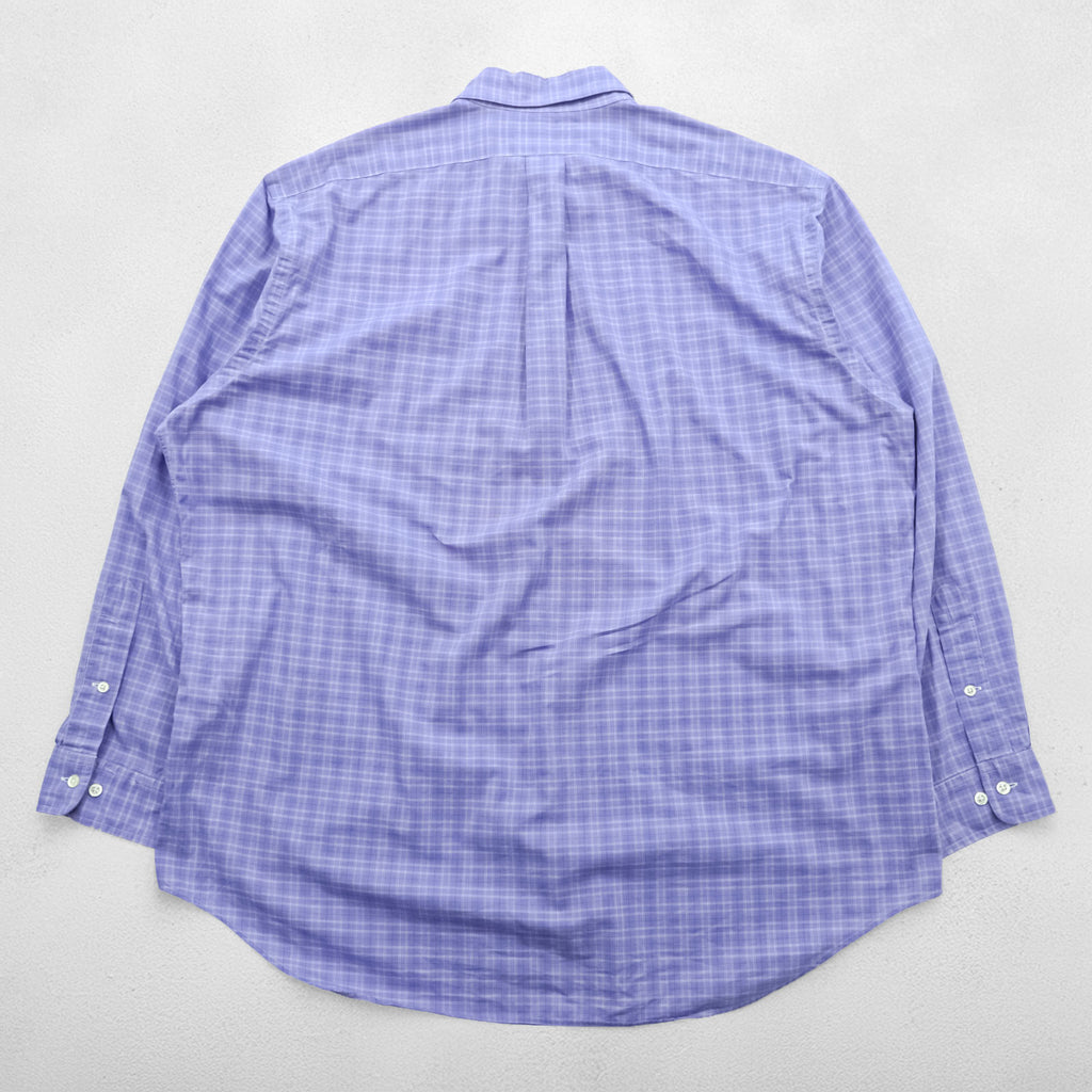 Ralph Lauren 90s YARMOUTH Button-Down Shirt XL Plaid Blue Small Pony Embroidery Big Size